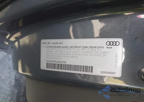 2018 Audi S5 3.0T Premium Plus z USA, uszkodzony, nr VIN WAUP4AF55JA062708